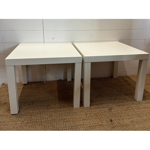 201 - Two white square Ikea side tables (H46cm W55cm D55cm)