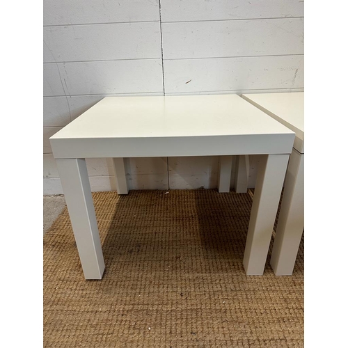 201 - Two white square Ikea side tables (H46cm W55cm D55cm)