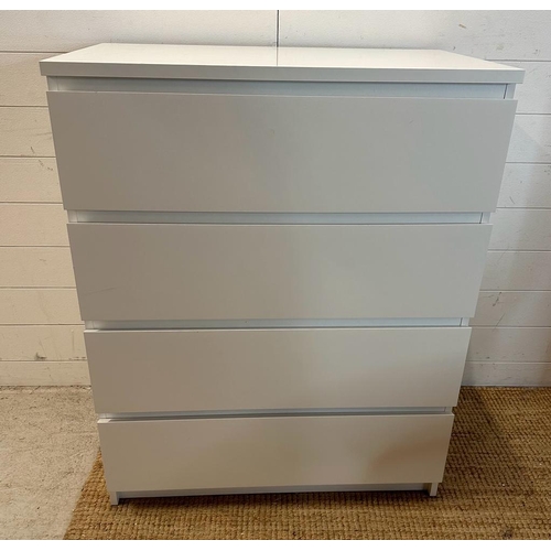 202 - A four drawer white Ikea chest of drawers (H100cm W80cm D50cm)