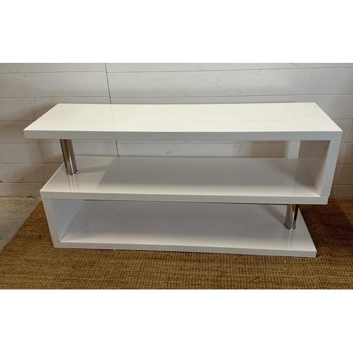 205 - A Charisina two white gloss Tv stand (H60cm W120cm D37cm)