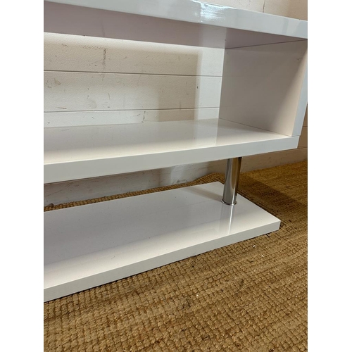 205 - A Charisina two white gloss Tv stand (H60cm W120cm D37cm)