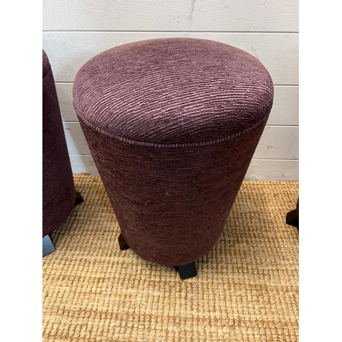 21 - Three low velvet stools (H50cm Dia32cm)