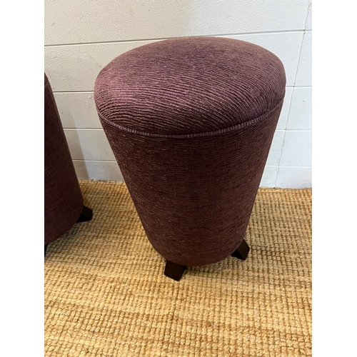 21 - Three low velvet stools (H50cm Dia32cm)