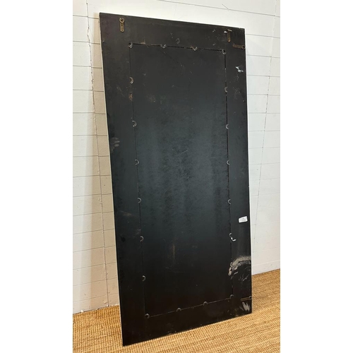 252 - A reclaimed wooden full length wall mirror with painted floral boarder 91cm x 194cm