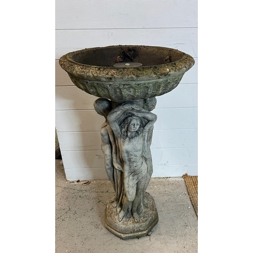 260 - Three Graces bird bath (H80cm Dia45cm 2 pieces)