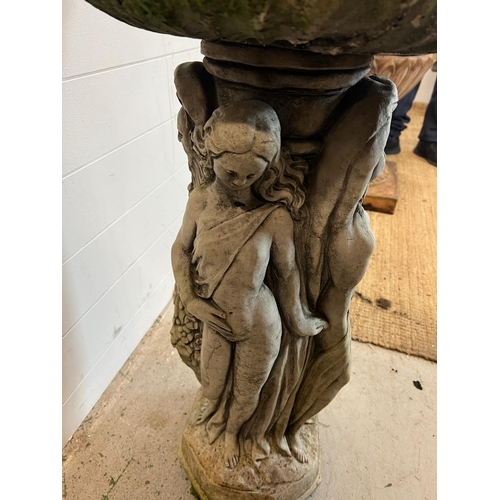 260 - Three Graces bird bath (H80cm Dia45cm 2 pieces)