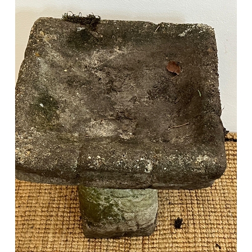 265 - A small garden bird bath with square top (H42cm Sq37cm)