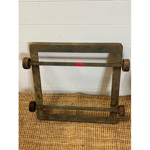 289 - A reclaimed wrought iron trolly base 51cm x 57cm