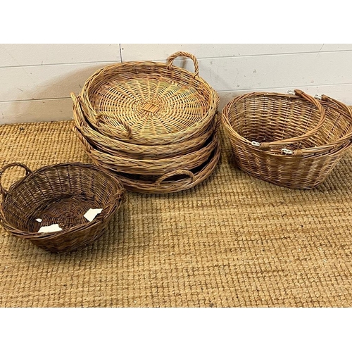 295 - Six wicker baskets various sizes and shapes