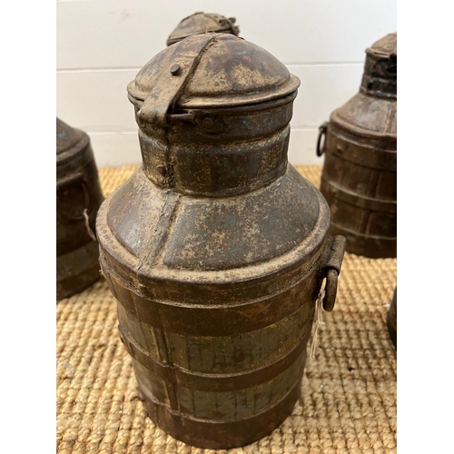 299 - Five rustic milk churns