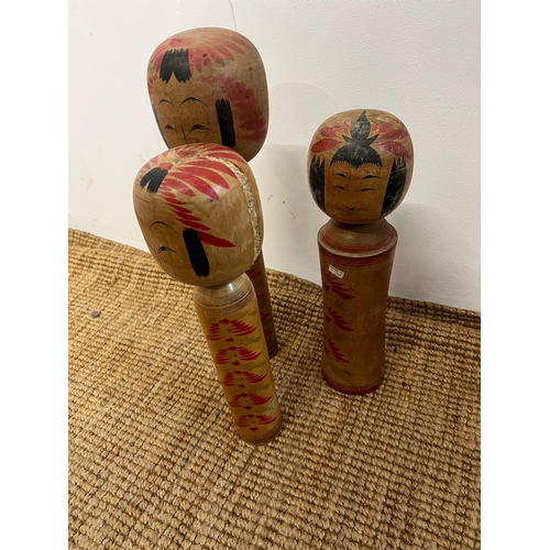 300 - Three large Japanese Kokeshi dolls