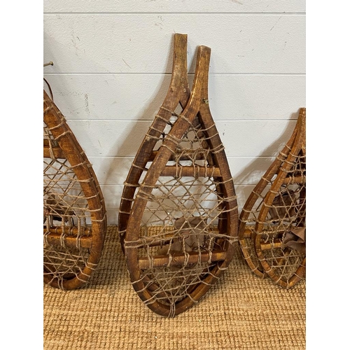 344 - Five pairs of vintage wooden webbed snow shoes