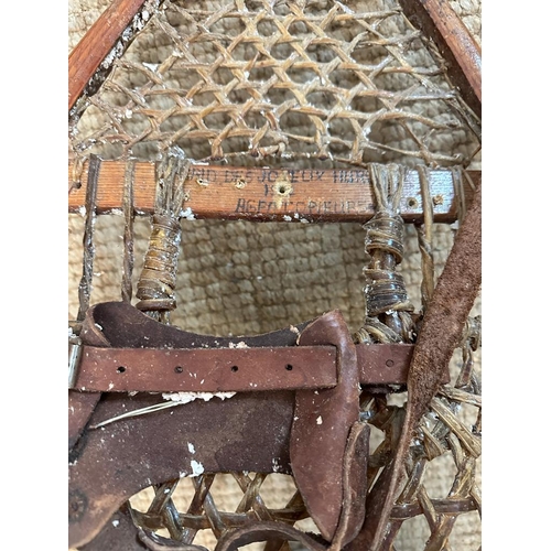 345 - Five pairs of vintage wooden webbed snow shoes