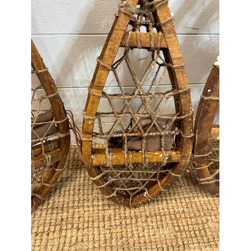 346 - Five pairs of vintage wooden webbed snow shoes