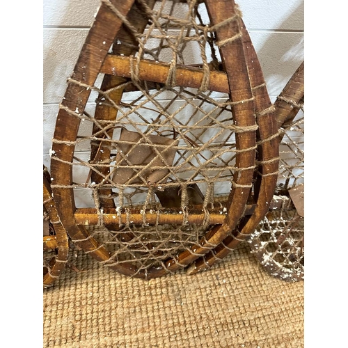 346 - Five pairs of vintage wooden webbed snow shoes