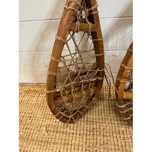 346 - Five pairs of vintage wooden webbed snow shoes