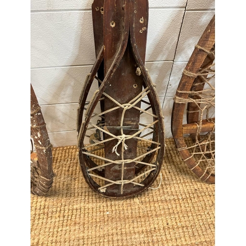 348 - A selection of Steven vintage wooden webbed snow shoes