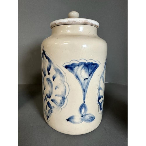 381 - A selection of three Indian blue and white printed and lidded jars