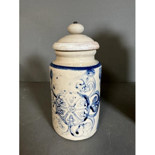 381 - A selection of three Indian blue and white printed and lidded jars