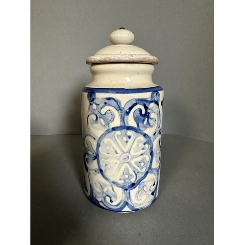 381 - A selection of three Indian blue and white printed and lidded jars