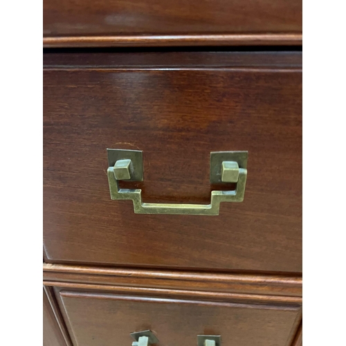 39 - A hardwood cabinet with metal work handles (H87cm W91cm D51cm)