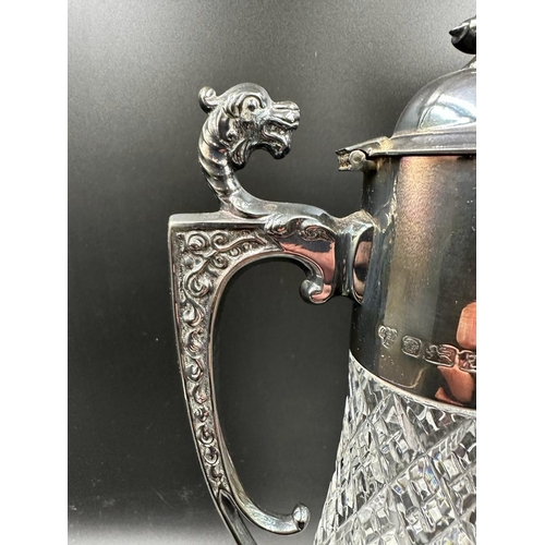 437 - A cut glass and silver claret jug, hallmarked for C J Vander Ltd, Sheffield 1991