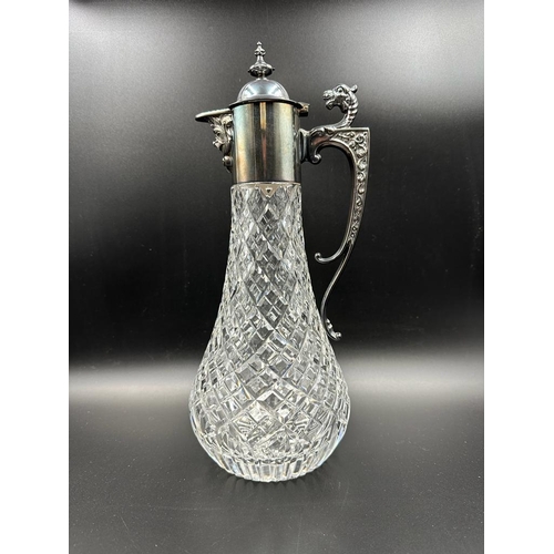 437 - A cut glass and silver claret jug, hallmarked for C J Vander Ltd, Sheffield 1991