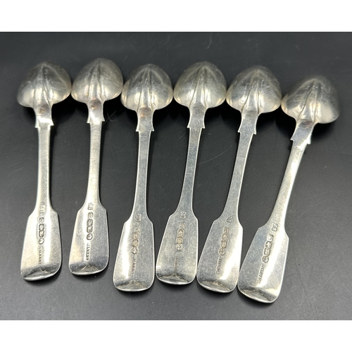 447 - A set of six Victorian Irish silver teaspoons, hallmarked for Dublin 1848, makers mark for John Smyt... 