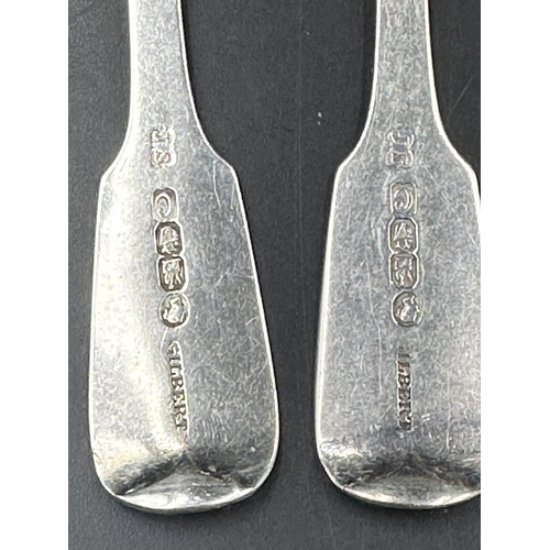 447 - A set of six Victorian Irish silver teaspoons, hallmarked for Dublin 1848, makers mark for John Smyt... 