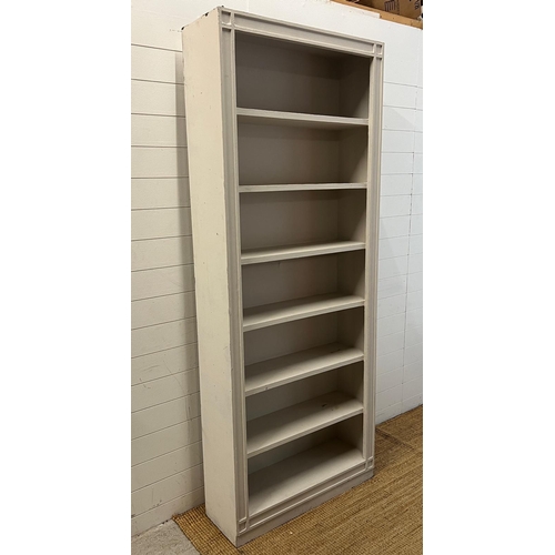 47 - A large painted open bookcase (H220cm W89cm D28cm)