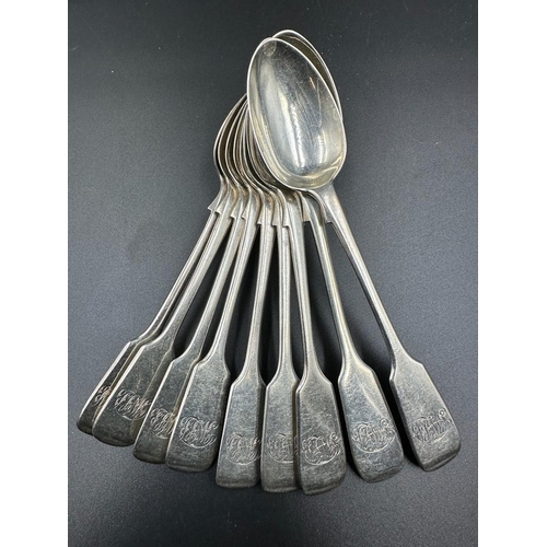 472 - A set of nine silver teaspoons by Chawner & Co, hallmarked for London 1871, approximate total weight... 