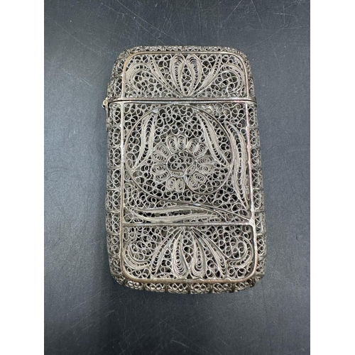 475 - A silver filigree card case