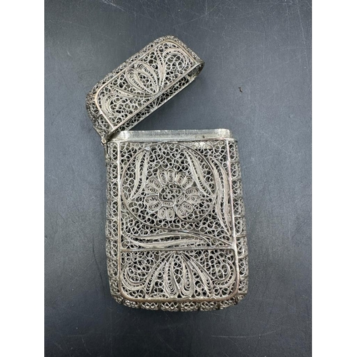 475 - A silver filigree card case