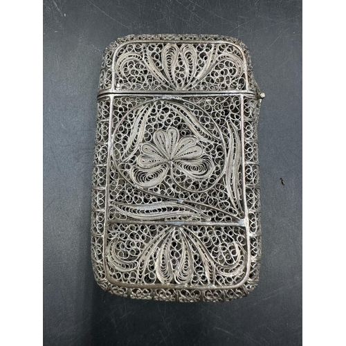 475 - A silver filigree card case