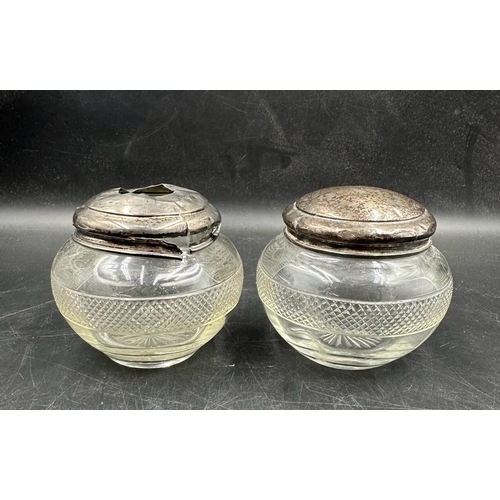 476 - Two silver topped dressing table jars AF