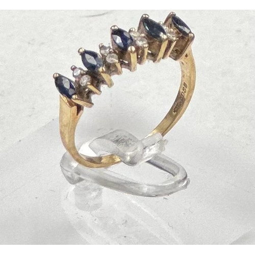 531 - A 9ct gold sapphire and diamond ring. Size L