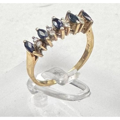 531 - A 9ct gold sapphire and diamond ring. Size L