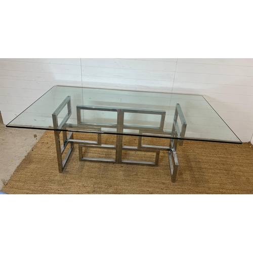 54 - Mid Century Post-Modern Geometric chrome dining table ( 190cm x 100cm x 74cm)