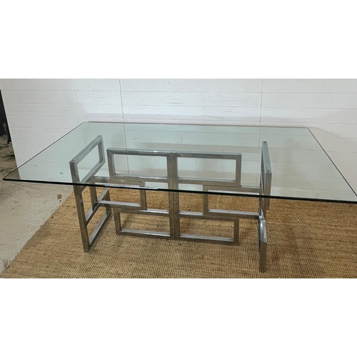 54 - Mid Century Post-Modern Geometric chrome dining table ( 190cm x 100cm x 74cm)