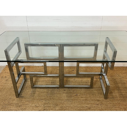 54 - Mid Century Post-Modern Geometric chrome dining table ( 190cm x 100cm x 74cm)