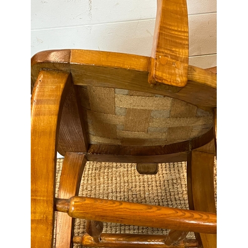 59 - An oak desk chair Edwardian style leather seat and studded detail