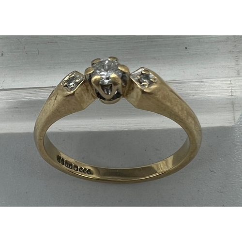 598 - A 9ct gold and diamond ring approximate size M