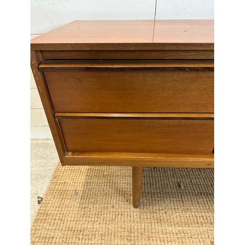 63 - A Mid Century teak six drawer sideboard AF (H66cm W145cm D42cm)