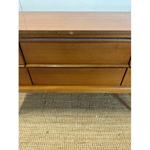 63 - A Mid Century teak six drawer sideboard AF (H66cm W145cm D42cm)