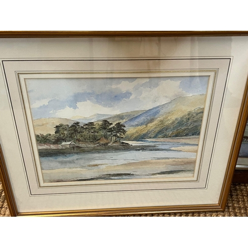 660 - A selection of five Loch and river scenes prints and paintings