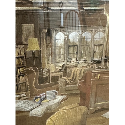 664 - A pastel picture of a gentleman rooms titled 