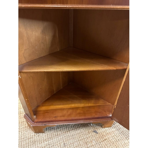 67 - A glazed corner cabinet with cupboard under