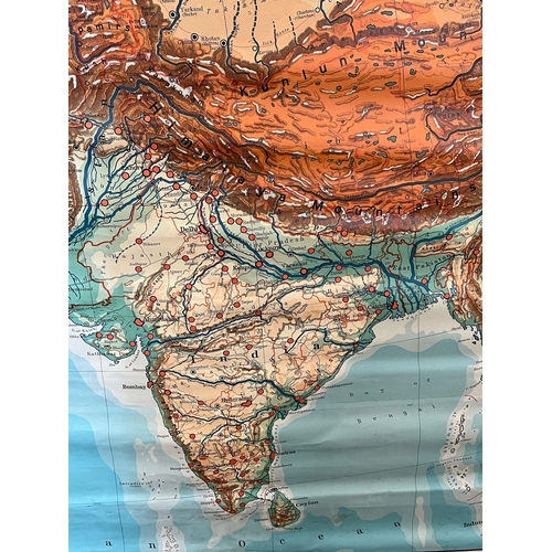 670 - A wall hanging Middle East and India map by  Georg Westerman Veriag Braunschweig Germany 193cm x 162... 