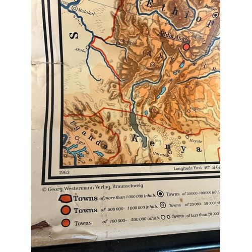 670 - A wall hanging Middle East and India map by  Georg Westerman Veriag Braunschweig Germany 193cm x 162... 