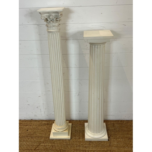 678 - A fluted wooden Corinthian column pedestal with a bust of a Greek God